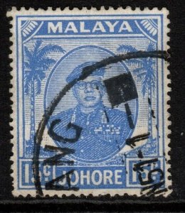 MALAYA JOHORE SG140 1949 15c ULTRAMARINE USED