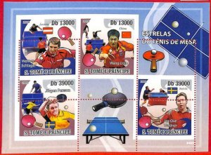 A3193 - SAO TOME & PRINCE, ERROR MISSPERF, miniature s: 2009 Ping Pong, FLAGS-