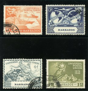 Barbados 1949 KGVI UPU set complete very fine used. SG 267-270. Sc 212-215.