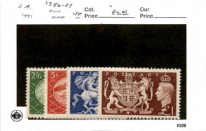 Great Britain, Postage Stamp, #286-289 Mint NH, 1950 King George (AB)