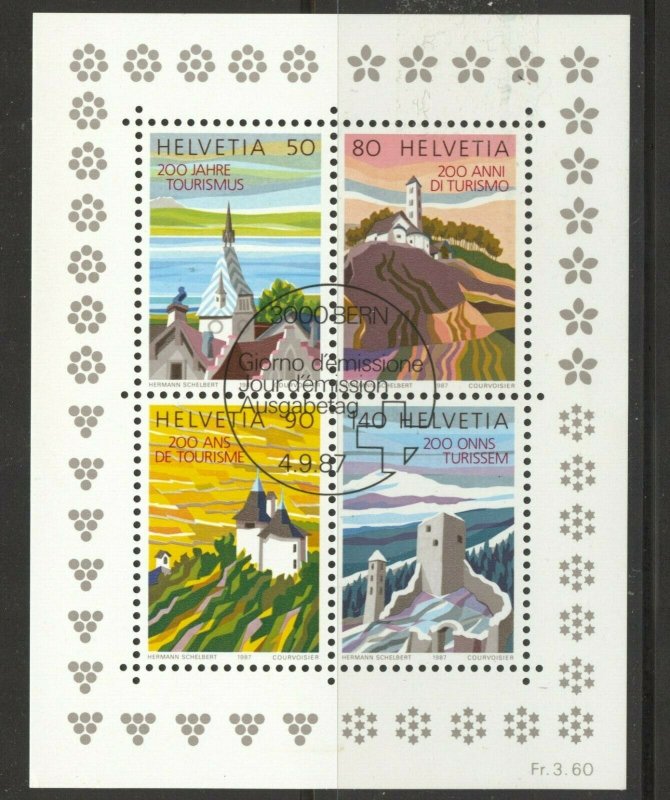 Switzerland, 1987 Tourism Souvenir Sheet, used, no faults