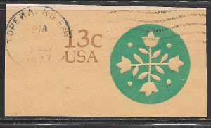 USA U572: 13c Quilt pattern, cut square, used, VF