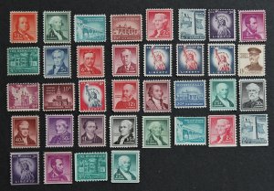 US #1030-1053 & 1054-1059A  + 1214 MNG Complete Liberty Set 1954-1968