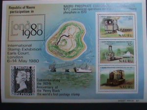 NAURU-1980-SC#216a-LONDON'80 WORLD STAMPS SHOW -MNH-SHEET-VERY FINE