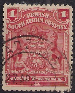 British South Africa Company 1898 - 08 QV 1d Rose used SG 77 ( A409 )