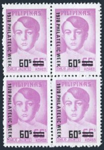Philippines 1367 block/4,MNH.Michel 1262.Emilio Jacinto,Patriot.Stamp week 1978