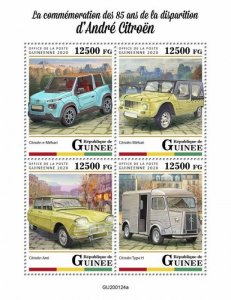 Guinea Cars Stamps 2020 MNH Andre Citroen Ami Mehari Type H 4v M/S