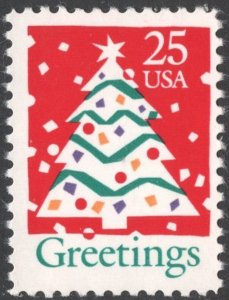 SC#2515 25¢ Christmas Tree Single (1990) MNH