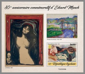 TOGO 2023 MNH 80th memorial anniversary of Edvard Munch Paintings S/S #309b