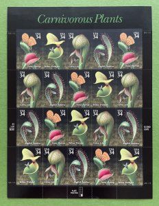 Scott  3528-3531 CARNIVOROUS PLANTS Pane of 20 US 34¢ Stamps MNH 2001
