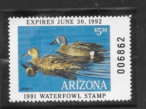 #AZ5  1991 Arizona State Duck Stamp