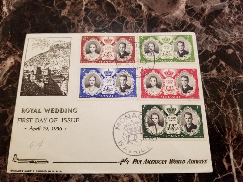 1956 Monaco First Day Cover FDC Royal Wedding PAA Pan American World Airways