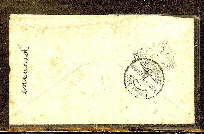 ST HELENA (P0210B) QV 1D 1901 CENSORED BOER WAR COVER TO SOUTH AFRICA