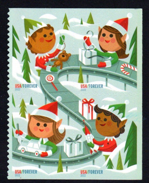 SC# 5722-5725 - (60c) - Holiday Elves - MNH BKLT block of 4