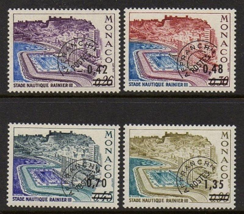 Monaco 1975 Aquatic Stadium Surcharge VF MNH (976-9)