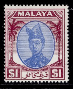 MALAYSIA - Trengganu GVI SG85, $1 black & purple, NH MINT.