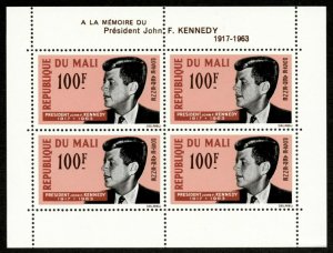 Mali 1964 - JFK, President Kennedy In Memoriam - Souvenir Sheet - C24a - MNH