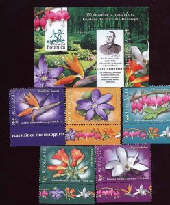 Romania 2010, Flowers, Botanic gardens, MS and set, MNH