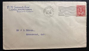 1909 Toronto Canada Cereal Manufacturing Advertising Cover To Greenwood