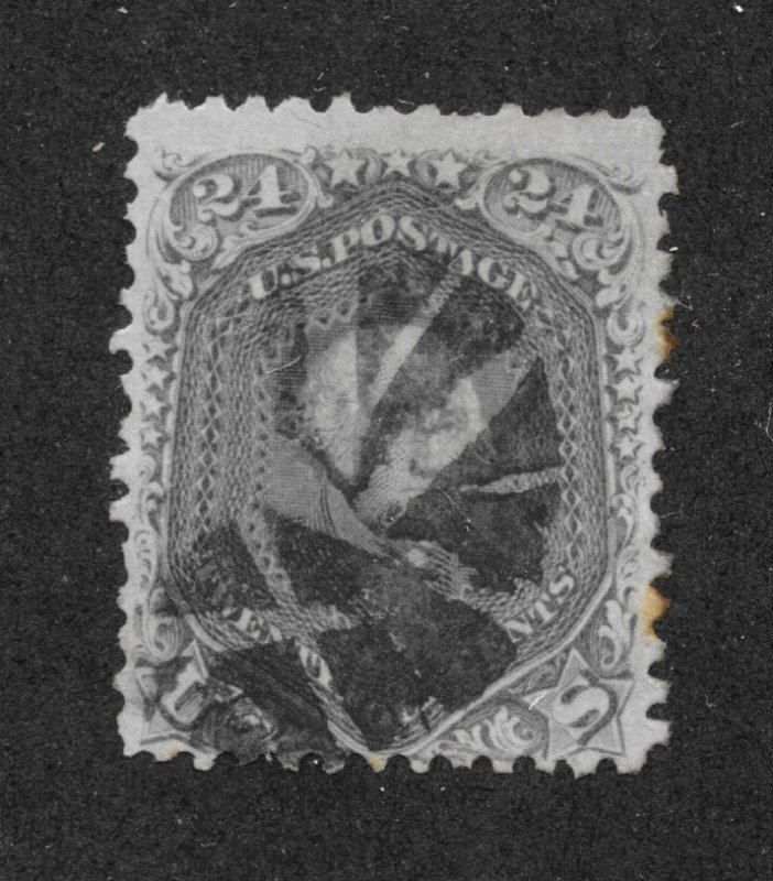 78b Used. 24c. Washington, Gray, fancy Cancel, scv: $450, FREE INSURED SHIPPING