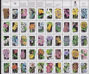 US 1991 2647-96 29c  Wildflowers Mint Sheet NH OG