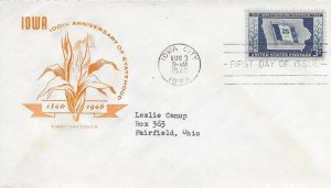 1946 FDC, #942, 3c Iowa 100th, House of Farnam