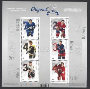 Canada #2786 MNH mini pane, NHL Original Six, Canadian Defensemen issued 2014