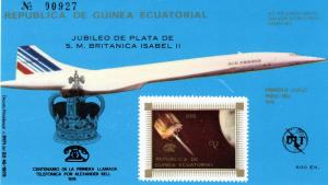 Equatorial Guinea 1977 Mi#Bl.268 Concorde/Space ovpt.Black Silver Jubilee SS MNH