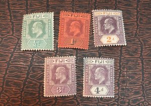 KAPPYSTAMPS FIJI 1903 #59,60,61,63,64 EDWARD VII ISSUES MINT HINGED  GS1707