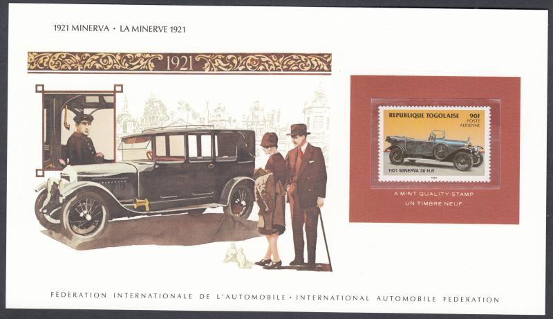 Car Automobile 1921 Minerva Togo Republique Togolaise 1984 Stamp on Card