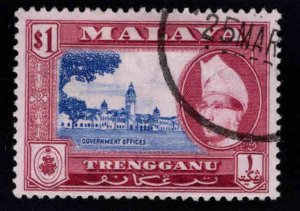 Malaya Trengganu Scott 83 Used $1 stamp ncie cancel