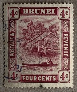 Brunei scarce partial MUARA 23 AUG 1921 village cancel. Scott 20,  SG 39