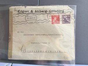 Sweden 1945 Goteborg to Heidelberg Geoffnet Tape  stamps cover R29254 