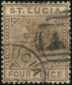 St Lucia SC# 33 Victoria 4p Used SCV $3.00