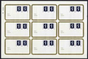 WS119 5d & 5d Indigo Stamped to order Gummed Labels UNCUT Sheet of 9