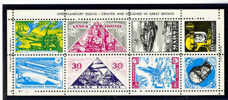 Great Britain, Interplanetary Essays, Poster Stamps, Sheet of 8