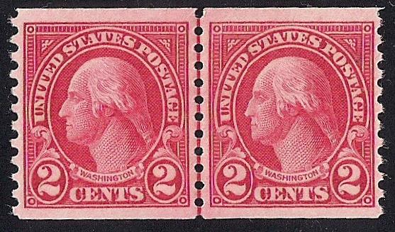 599 2 cent Washington Line Pair Stamp mint OG NH XF