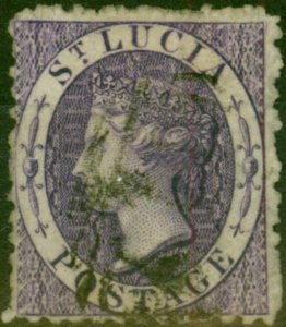 St Lucia 1864 (6d) Violet SG13 Fine Used