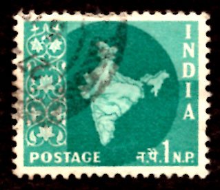 India 1np Map of India 1960 SG.399, Sc.302 Used (#02)