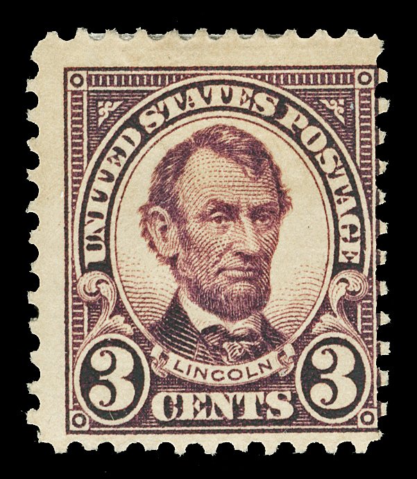 Scott 555 1923 3c Lincoln Flat Plate Mint Fine OG HR Cat $13