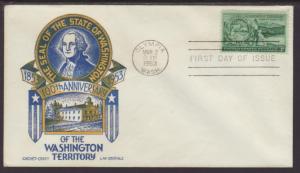 US 1019 Washington Territory 1953 Cachet Craft U/A FDC