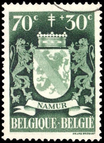 Belgium B411 - Used - 70c+30c Arms of Namur (1945)