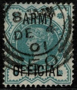 QV Army Official 1896-1901 1/2d Blue-Green Wmk. 49 (Imp. Crown) used S.G. O42