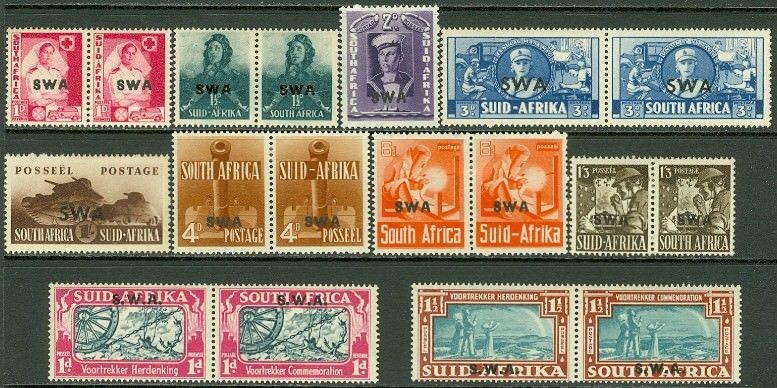 EDW1949SELL : SOUTH WEST AFRICA 1938-43 Scott #133-43 VF Mint OGH Catalog $96.00