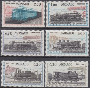 MONACO Sc # 692-7 CPL MNH  VARIOUS LOCOMOTIVES