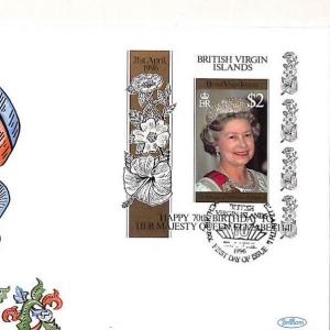 British Virgin Islands Queen 70th Birthday FDI Cover PTS 1996 AH221