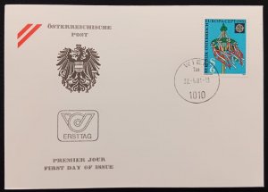 DM)1981, AUSTRIA, FIRST DAY COVER, EUROPA ISSUE, FOLKLORE, MAY TREE, FDC