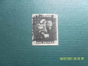 Penny Black, 1840, SG2, 4 Wide Margins, K and K Slight crease, (See photos).