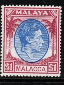 MALAYA MALACCA SG15 1949 $1 BLUE & PURPLE MTD MINT