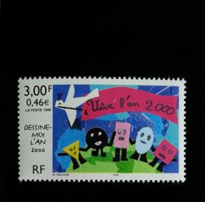 1999 France Stamp Design Contest Winner, Year 2000 Scott 2734 Mint F/VF NH